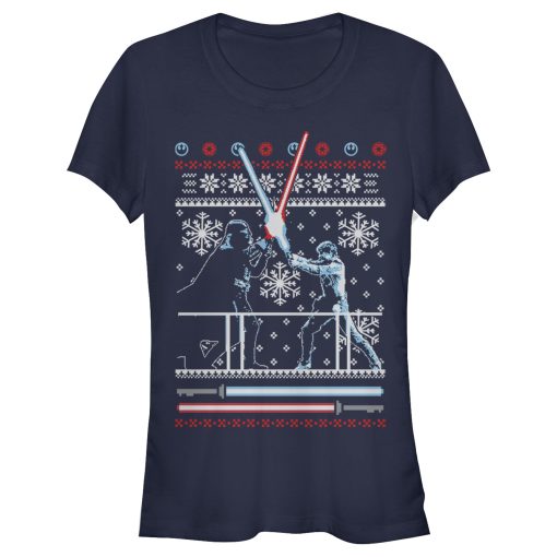 Junior’s Star Wars Ugly Christmas Duel T-Shirt