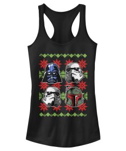 Junior’s Star Wars Ugly Christmas Empire Helmets Racerback Tank Top