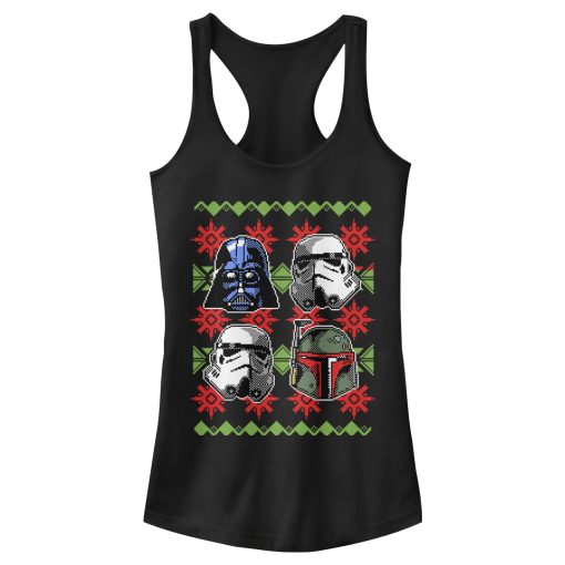 Junior’s Star Wars Ugly Christmas Empire Helmets Racerback Tank Top