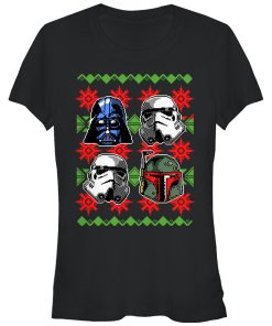 Junior’s Star Wars Ugly Christmas Empire Helmets T-Shirt