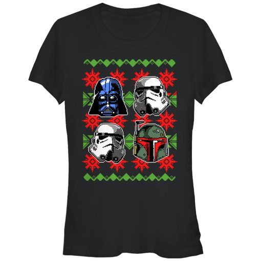 Junior’s Star Wars Ugly Christmas Empire Helmets T-Shirt