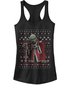 Junior’s Star Wars Ugly Christmas Santa Yoda Racerback Tank Top