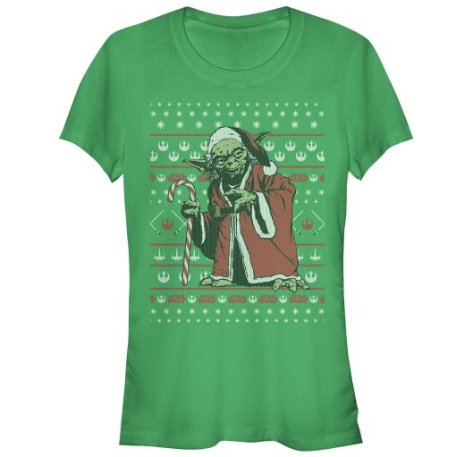 Junior’s Star Wars Ugly Christmas Santa Yoda T-Shirt