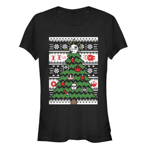 Junior’s Star Wars Ugly Christmas Tree T-Shirt