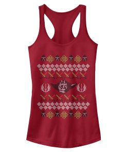 Junior’s Star Wars Ugly Christmas Yoda Racerback Tank Top