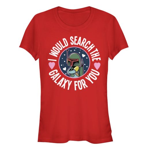 Junior’s Star Wars Valentine Boba Fett Search the Galaxy T-Shirt