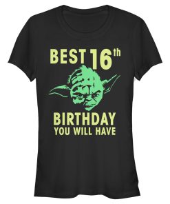 Junior’s Star Wars Yoda Best 16th Birthday You Will Have Stencil T-Shirt