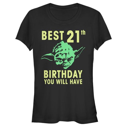 Junior’s Star Wars Yoda Best 21st Birthday You Will Have Stencil T-Shirt