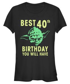 Junior’s Star Wars Yoda Best 40th Birthday You Will Have Stencil T-Shirt