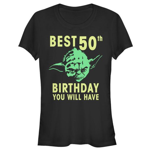 Junior’s Star Wars Yoda Best 50th Birthday You Will Have Stencil T-Shirt