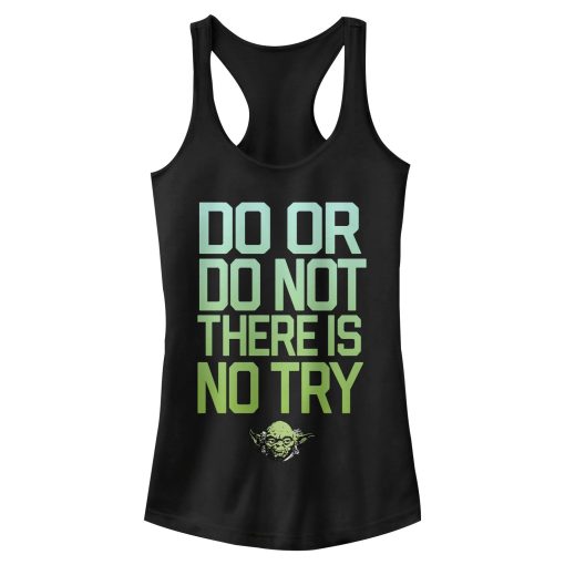 Junior’s Star Wars Yoda Try Mantra Racerback Tank Top