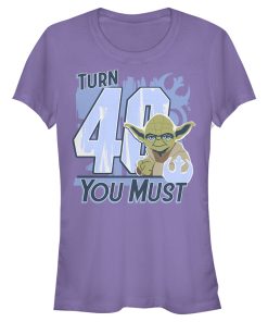 Junior’s Star Wars Yoda Turn 40 You Must Rebel Logo Portrait T-Shirt