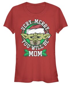 Junior’s Star Wars Yoda Very Merry Mom T-Shirt