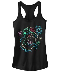 Junior’s The Little Mermaid Ariel Neon Light Print Racerback Tank Top