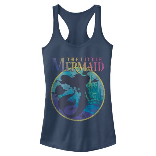 Junior’s The Little Mermaid Rainbow Silhouette Racerback Tank Top