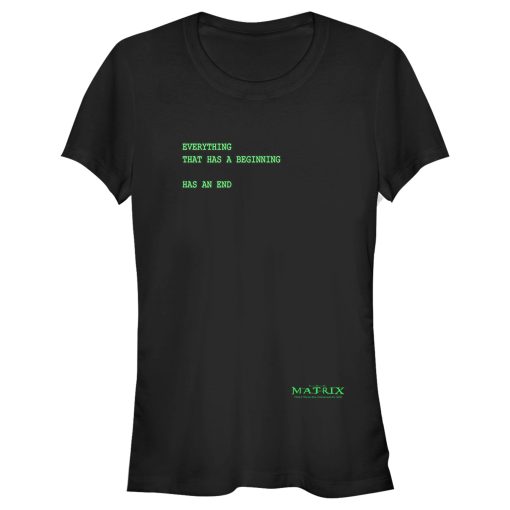 Junior’s The Matrix Everything Has an End T-Shirt