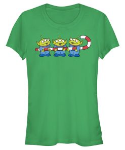 Junior’s Toy Story Christmas Candy Cane Alien T-Shirt