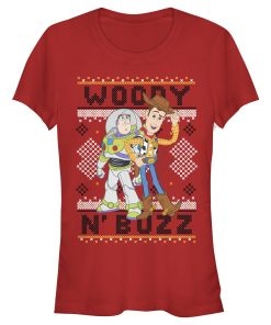 Junior’s Toy Story Ugly Christmas Woody & Buzz T-Shirt