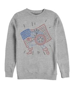 Men’s Marvel Fourth of July Cartoon Captain America Sweatshirt