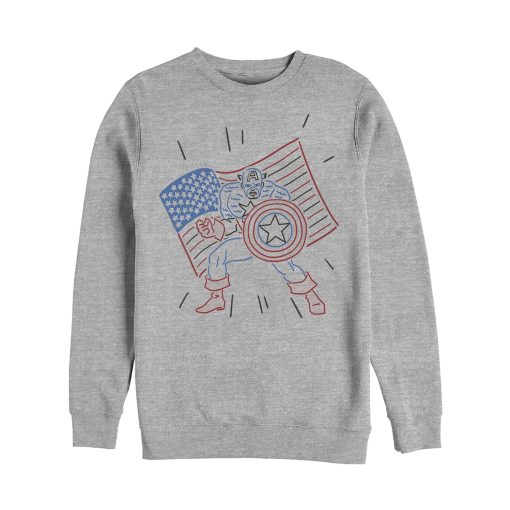 Men’s Marvel Fourth of July Cartoon Captain America Sweatshirt