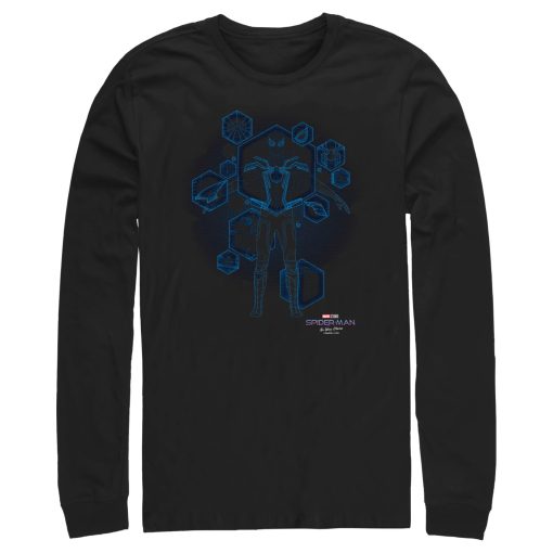 Men’s Marvel Spider-Man No Way Home Black Suit Blueprint Long Sleeve Shirt