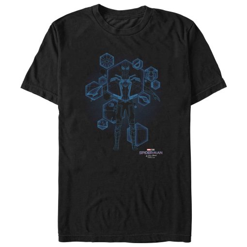 Men’s Marvel Spider-Man No Way Home Black Suit Blueprint T-Shirt