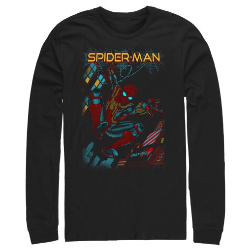 Men’s Marvel Spider-Man No Way Home Slinging Cover Long Sleeve Shirt