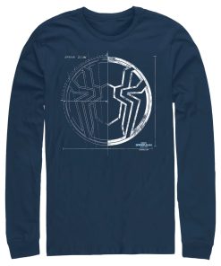 Men’s Marvel Spider-Man No Way Home Spider Icon Blueprint Long Sleeve Shirt