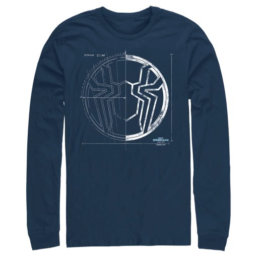 Men’s Marvel Spider-Man No Way Home Spider Icon Blueprint Long Sleeve Shirt