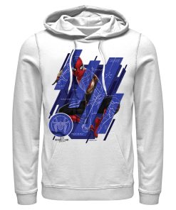 Men’s Marvel Spider-Man No Way Home Suit Blueprint Panels Pull Over Hoodie