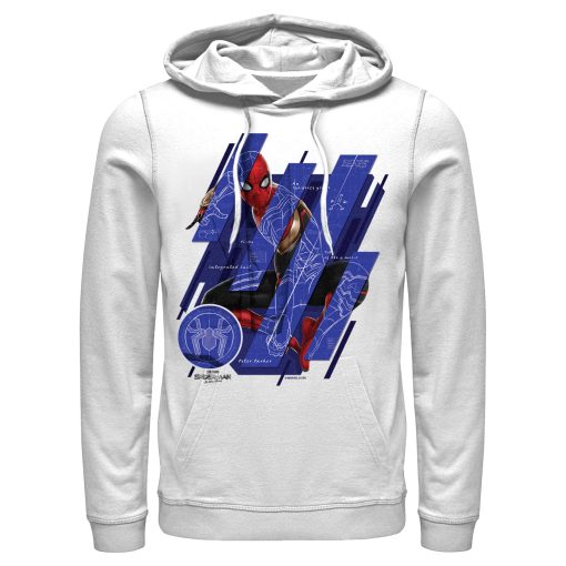 Men’s Marvel Spider-Man No Way Home Suit Blueprint Panels Pull Over Hoodie