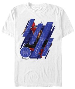 Men’s Marvel Spider-Man No Way Home Suit Blueprint Panels T-Shirt
