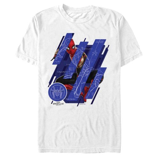 Men’s Marvel Spider-Man No Way Home Suit Blueprint Panels T-Shirt