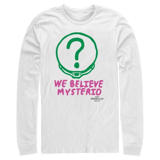 Men’s Marvel Spider-Man No Way Home We Believe Mysterio Pink and Green Long Sleeve Shirt