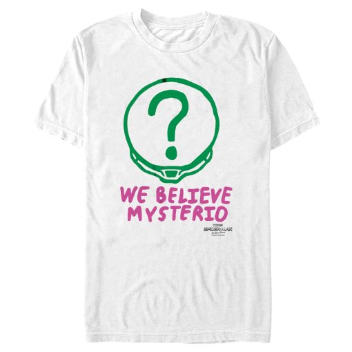 Men’s Marvel Spider-Man No Way Home We Believe Mysterio Pink and Green T-Shirt