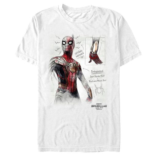 Men’s Marvel Spider-Man Now Way Home Integrated Suit Sketch T-Shirt