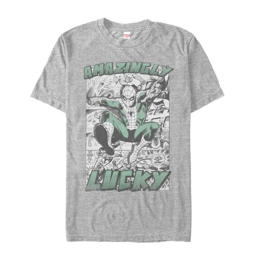 Men’s Marvel St. Patrick’s Day Spider-Man Vintage Amazingly Lucky T-Shirt