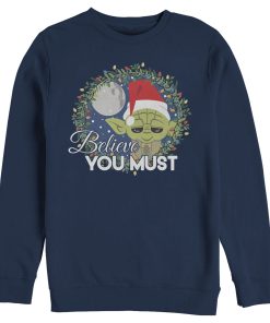 Men’s Star Wars Christmas Cute Yoda Wreath Sweatshirt