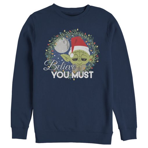 Men’s Star Wars Christmas Cute Yoda Wreath Sweatshirt