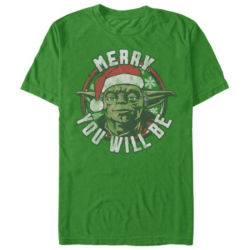 Men’s Star Wars Christmas Yoda Merry You Will Be T-Shirt