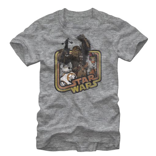 Men’s Star Wars The Force Awakens Retro Chewbacca and Poe Dameron T-Shirt