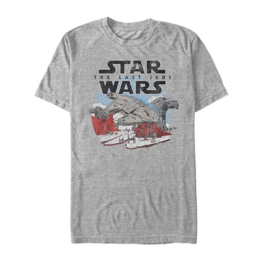 Men’s Star Wars The Last Jedi Millennium Falcon Crait Battle T-Shirt