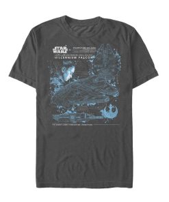 Men’s Star Wars The Last Jedi Millennium Falcon Plans T-Shirt