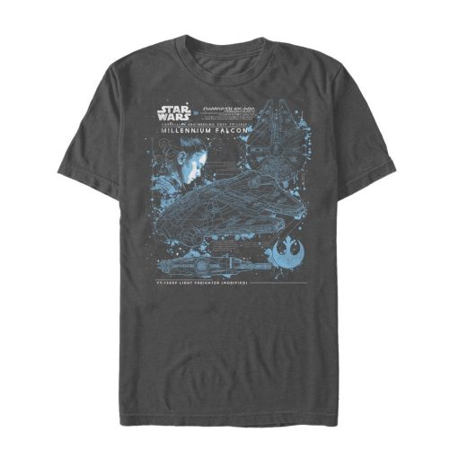 Men’s Star Wars The Last Jedi Millennium Falcon Plans T-Shirt