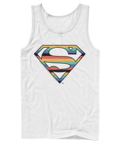 Men’s Superman Logo Retro Stripe Tank Top
