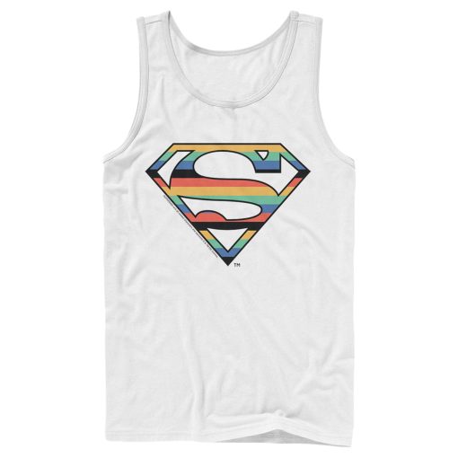 Men’s Superman Logo Retro Stripe Tank Top