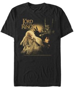 Men’s The Lord of the Rings Fellowship of the Ring Gandalf Frodo and Sauron Logo T-Shirt