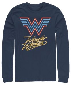 Men’s Wonder Woman 1984 Neon Logo Glow Long Sleeve Shirt
