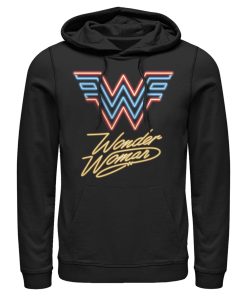 Men’s Wonder Woman 1984 Neon Logo Glow Pull Over Hoodie