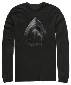 Men’s Zack Snyder Justice League Aquaman Silver Logo Long Sleeve Shirt